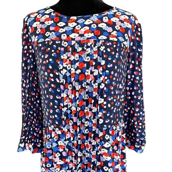 Boden Hotchpotch Poppy Meadow Floral Dress Blue Pink Multi Pattern Sz 6R - Picture 3 of 16